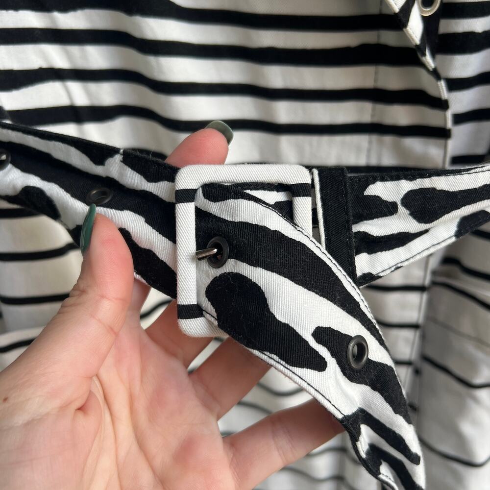 Alexander McQueen Vintage Black White Striped Belted Trench Coat - Picture 9 of 12